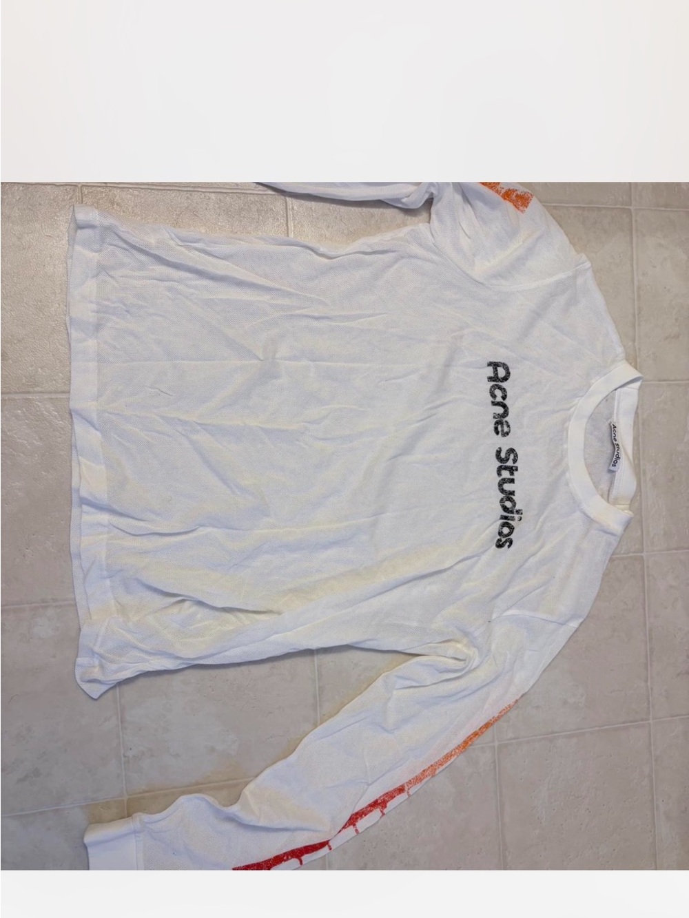 Acne White Tee with Black Logo Tag